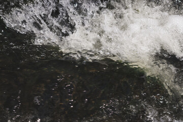 Sticker - Black and white shot of a waterfall and splashing stream - perfect for background