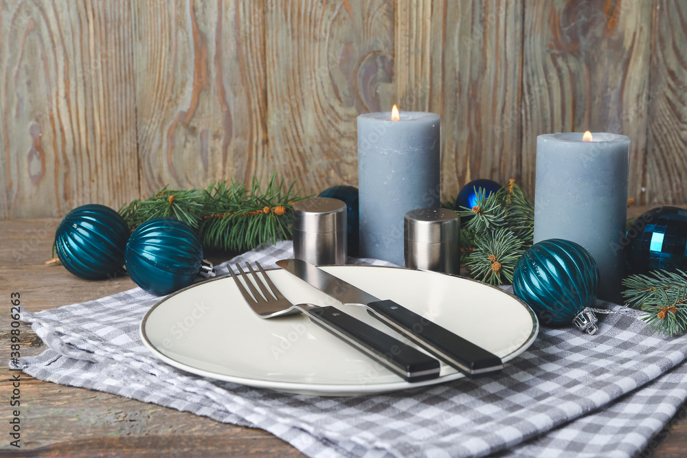Beautiful table setting for Christmas celebration