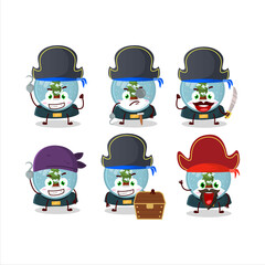 Sticker - Cartoon character of snowball with tree with various pirates emoticons