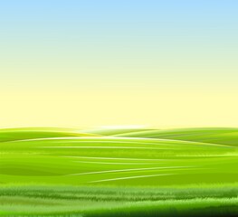 Wall Mural - sunrise, meadow hills. scenery. landscape with a clear sky without clouds. horizon. beautiful view. 