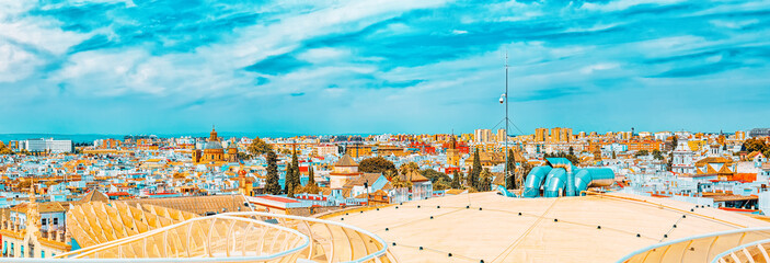Fototapete - Panoramic view of the city of Seville from the observation platf