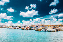 View On Moorage Of Yacht's In  Sea Port. Spain