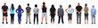 © curto - rear view of a  group of women and men wearing sportswear on white background