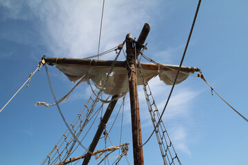 Sticker - Closeup of a fragment of a sailing ship in the Adriatic Sea