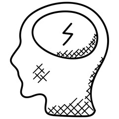 Sticker - 
Human brain processing creating ideas, Brainstorming concept
