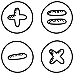 
Group of math symbols or calculator keys for calculation 
