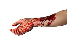 Bloody Hand Isolated On White Background.