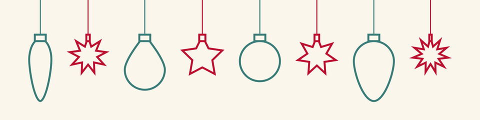 Wall Mural - christmas toys. christmas garlands vector icons. xmas. stars and balls in line design. vector illust