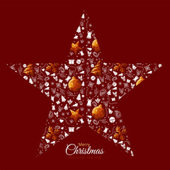 Wall Mural - Merry Christmas and Happy New Year lettering template