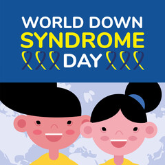 Sticker - world down sindrome day campaign poster with kids