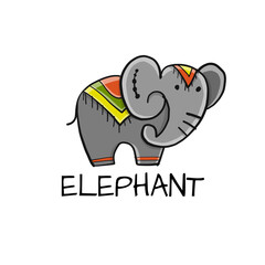 Sticker - Elephant character, sketch for your design