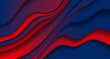 Dark Blue And Red Smooth Refracted Waves Abstract Background. Vector Elegant Design
