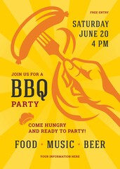 Wall Mural - Barbecue party vector flyer or poster design template