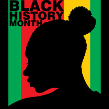 An Abstract Vector Illustration Of Black History Month On Patriotic Colors In Minimal Style On An Isolated Black Background