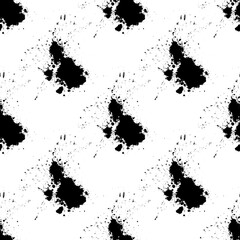 Canvas Print - set of black splashes with splashes isolated on white background