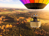 Aerial view from a hot air balloon with loving couple