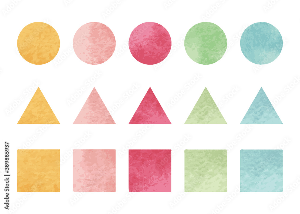 水彩図形 まる さんかく しかく Wall Mural Wallpaper Murals Pp7