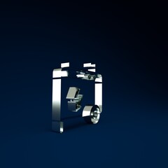 Poster - Silver Portable power electric generator icon isolated on blue background. Industrial and home immovable power generator. Minimalism concept. 3d illustration 3D render.