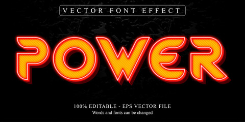 Wall Mural - Power text, neon style editable text effect