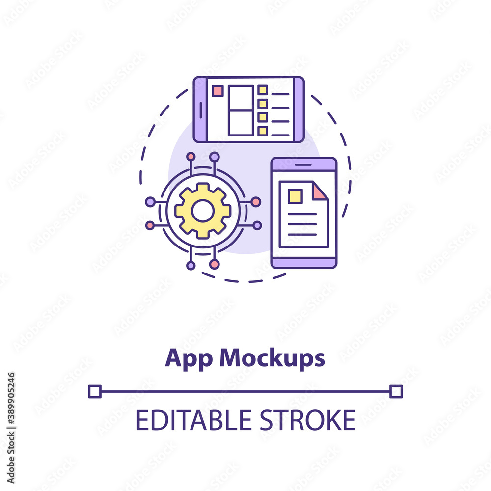 App mockups concept icon. UI and UX design steps. Modern easy to use ...