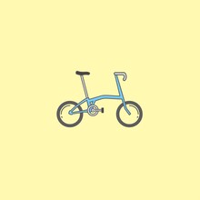 Brompton Bicycle Illustration With Flat And Icon Type