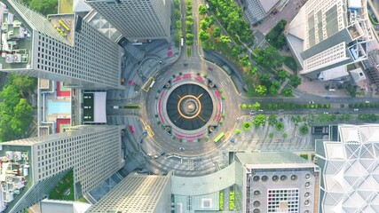 Wall Mural - SINGAPORE - FEBRUARY 4: Aerial Top view Fountain of Wealth at Suntec city in Singapore, It is landmark financial business district with skyscraper on February 4, 2020 in Singapore.