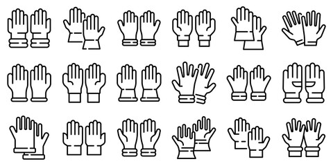 Canvas Print - Medical gloves icons set. Outline set of medical gloves vector icons for web design isolated on white background