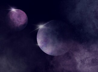 Wall Mural - deep space sky with milky way and planets, vector illustration