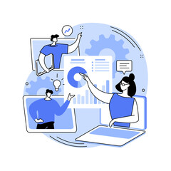 Wall Mural - online tech talks abstract concept vector illustration. technical topics presentations, webinars, li