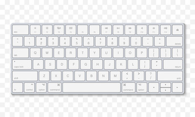 Wall Mural - Modern computer keyboard Isolated on transparent background, vector illustration