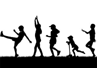 Canvas Print - Children black silhouettes. Conceptual illustration.