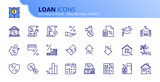 Fototapeta Do przedpokoju - Simple set of outline icons about loan. Banking product