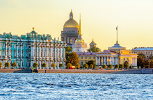 Saint Petersburg Cityscape With St. Isaac's Cathedral, Hermitage Museum And Admiralty, Russia