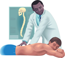 Sticker - doctor examining patient