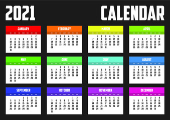 Wall Mural - A 2021 Calendar isolated on background