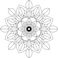 Easy Mandala coloring book simple and basic for beginners, seniors and children. Set of Mehndi flower pattern for Henna drawing and tattoo. Decoration in ethnic oriental, Indian style.