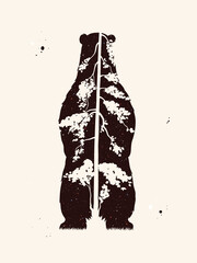 Sticker - Bear silhouette. Abstract animal shape. Night starry sky