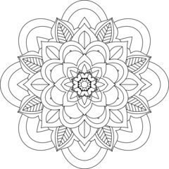 Easy Mandala coloring book simple and basic for beginners, seniors and children. Set of Mehndi flower pattern for Henna drawing and tattoo. Decoration in ethnic oriental, Indian style.