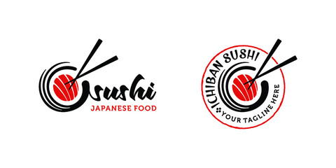 sushi logo japanese food restaurant design inspiration template