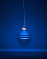 Wall Mural - Blue horizontally ribbed Christmas ball.