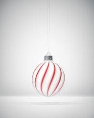 Wall Mural - Matt white Christmas ball, twisted red stripes