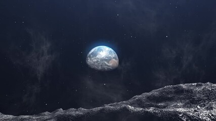 Wall Mural - giant asteroid meteor rock heading to planet earth 3d rendering cinematic vision, outer space view