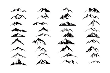 mountain silhouette icon vector set for logo