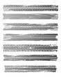 © Vector Tradition - Tire prints, black car tyres track, isolated grunge vector marks. Bike race, vehicle, transportation dirty wheels trace. Rubber tires prints, automobile or bicycle drag. Monochrome graphic pattern set