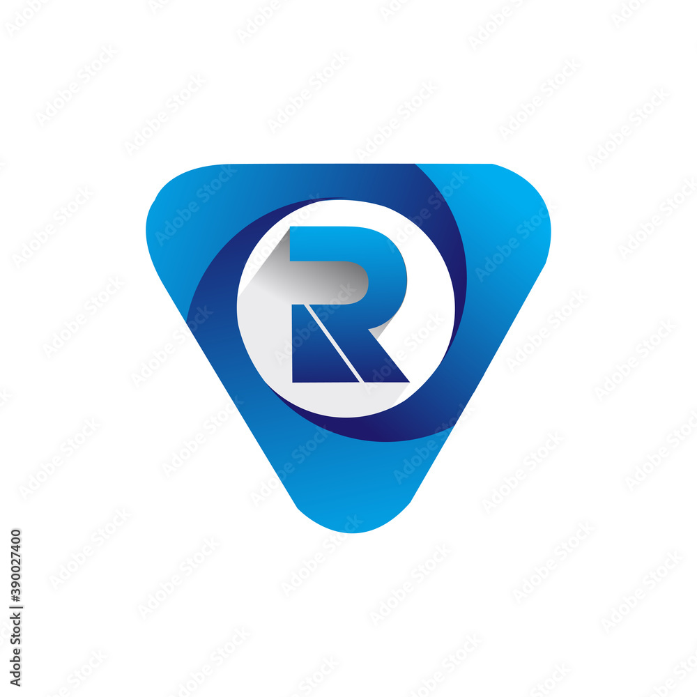 Logo R letter blue colored in the triangle shape, Vector design ...
