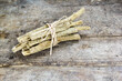 Chinese Herbal medicine - Dang  Shen or poor man's ginseng (Codonopsis pilosula) on grungy wooden background
