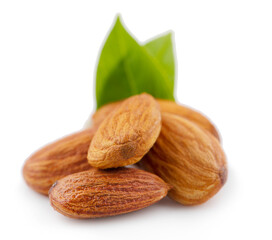 Wall Mural - Almonds an isolated on white background