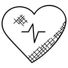 Sticker - 
Heart with heart rate, cardiogram concept
