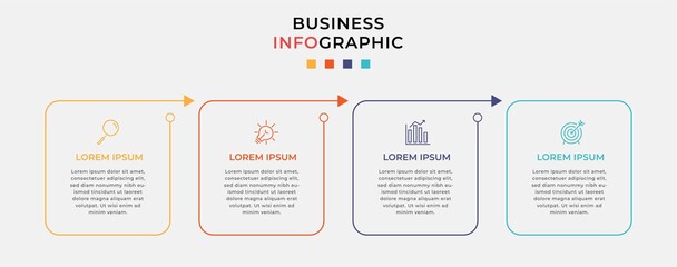 Business Infographic design template Vector with icons and 4 four options or steps. Can be used for process diagram, presentations, workflow layout, banner, flow chart, info graph