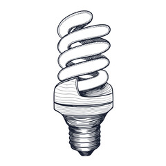 light bulb energy saving sketch freehand drawing on white background